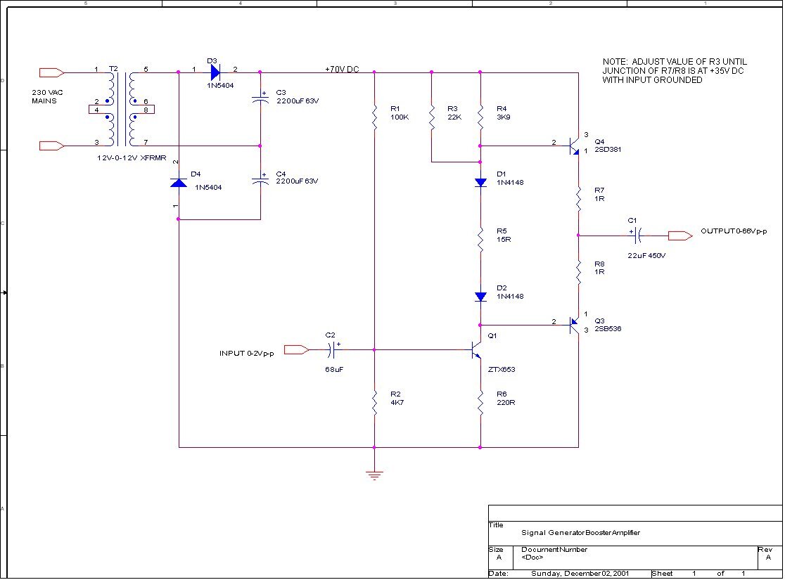 Booster Amplifier Schematic